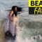 Giant Wave Wipes Out Girl in Epic Beach Fail | Try Not to Laugh