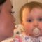 Baby’s eye-roll at mom’s kiss request | Adorable